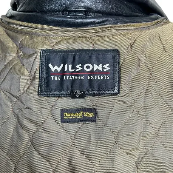 Wilson's Leather VTG 90s Leather Long Blazer Jacket Thinsulate Zip Out Liner 1X
